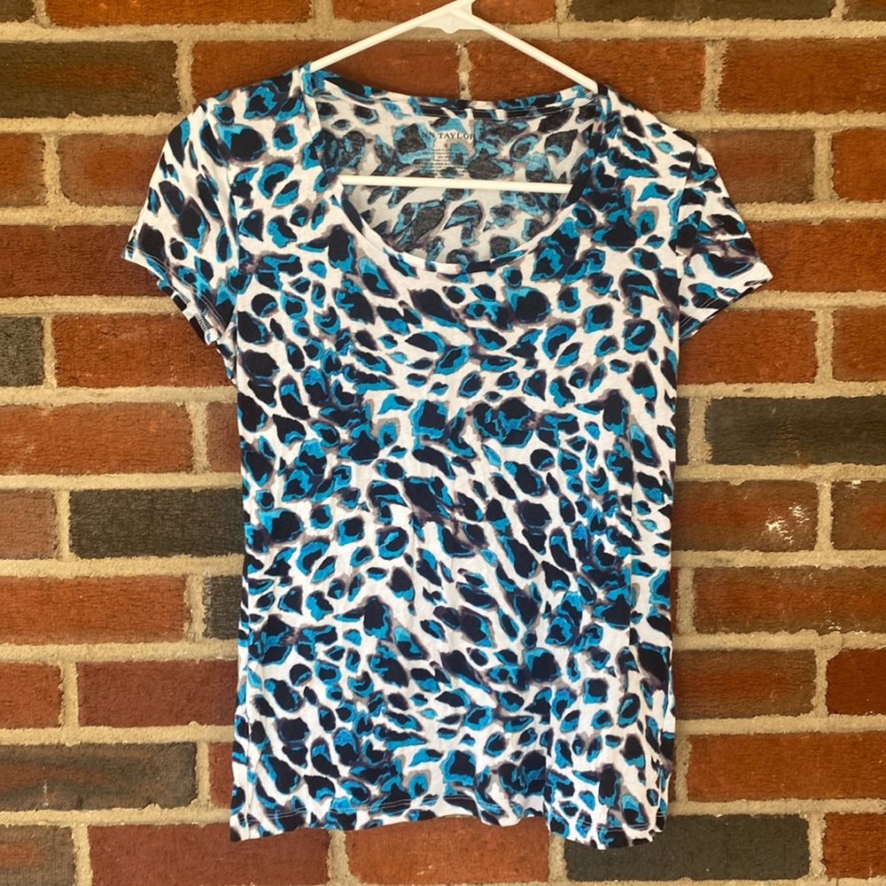 Ann Taylor Blue Leopard Top